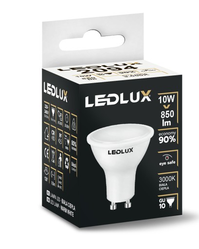 LED žiarovka GU10 10W = 85W SMD 3000K teplá Premium LEDLUX nebliká