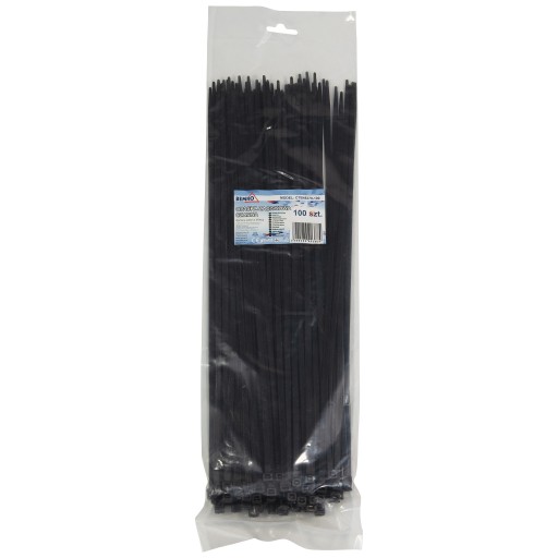 Sťahovacie pásky 4,8x370mm čierne 100 ks