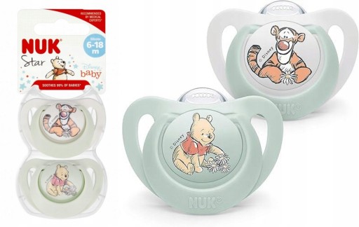 NUK SILIKÓNOVÉ SOATKY ANATOMICKÝ MACKO 6-18M 2KS + Púzdro