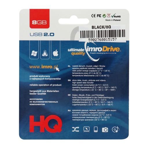 Klasina Portable Memory Pendrive Imro BLACK 8 GB USB 2.0
