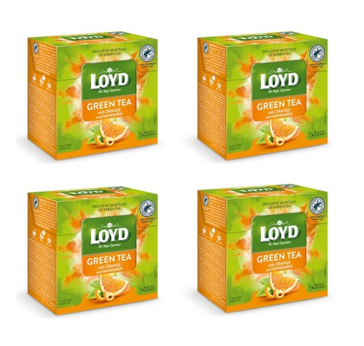 Ochutený zelený čaj v pyramídach Loyd pomaranč/mandarínka 20 ks x2