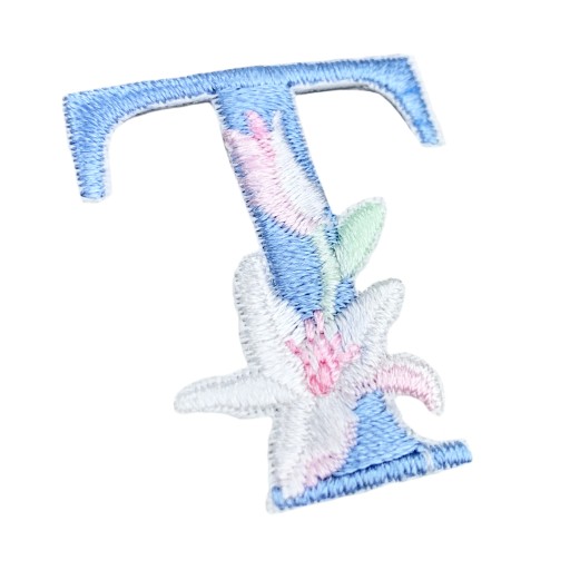 Opätovne použiteľné VYšívané kvety STICKER Letter T DIY