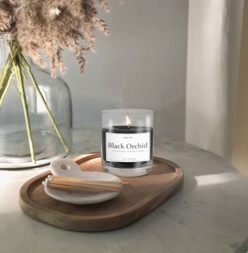 Möller SPA - ČIERNA ORCHIDEA SÓJOVÁ PRÍRODNÁ SVIEČKA SVIEČKA PARFUMOVÁ VÔŇA