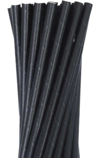 Rúrky (slamky) z papiera. čierna, 6x197mm / 100 ks.