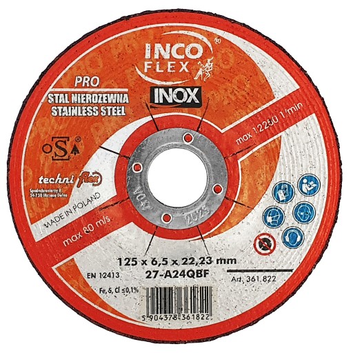 INOX BRÚSNE KOTÚČE 125x6,5x22 TYP 27