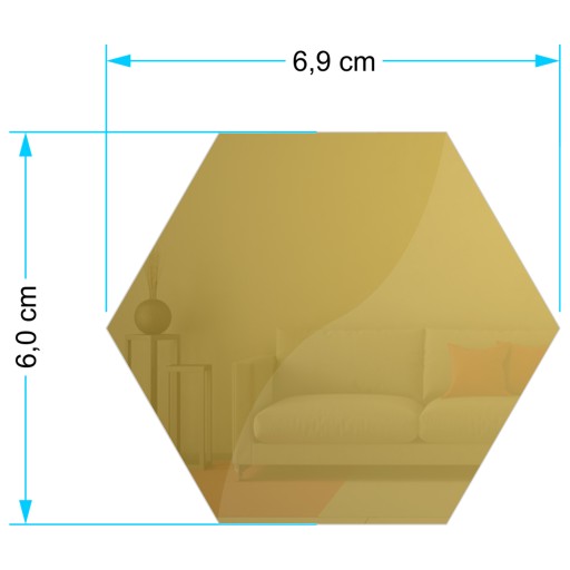 Hexagon GOLD nalepovacie zlaté zrkadlá na stenu