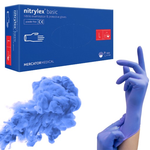 Rukavice NITRILOVÉ rukavice MERCATOR NITRYLEX BASIC modré veľkosť L 100 ks