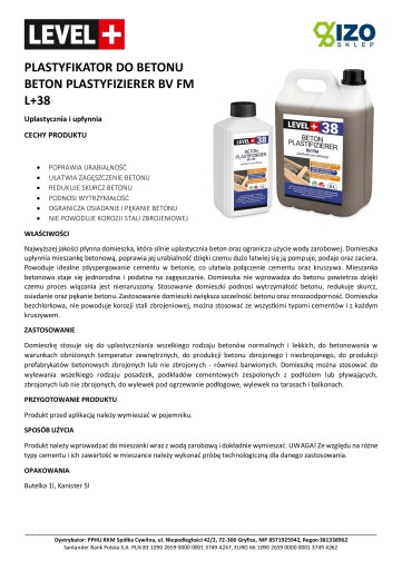 Plastifikátor betónu 1L pre betónové potery L+38