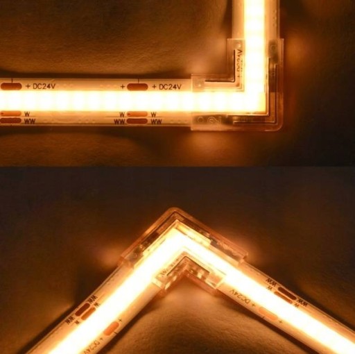 Uhlová spojka pre COB LED pásy 8mm, uhlová spojka 90°, svorka pre rýchlu inštaláciu