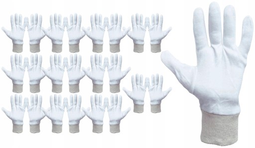 12x BAVLNENÉ BIELE KOZMETICKÉ RUKAVICE COREY r 8