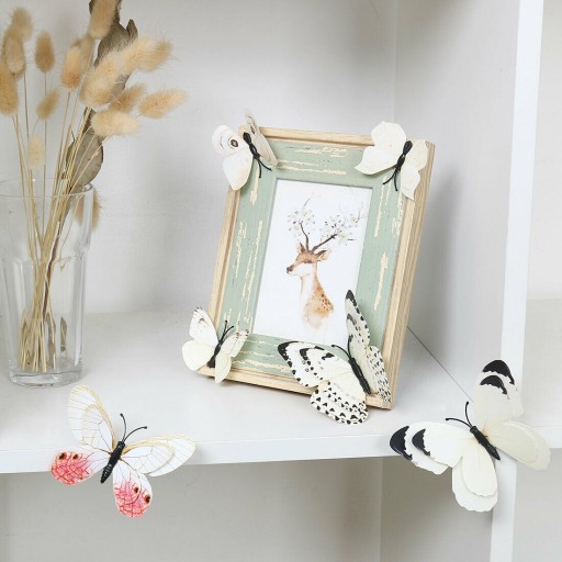 3D samolepky motýľa Double White Ecru Magnet Wedding