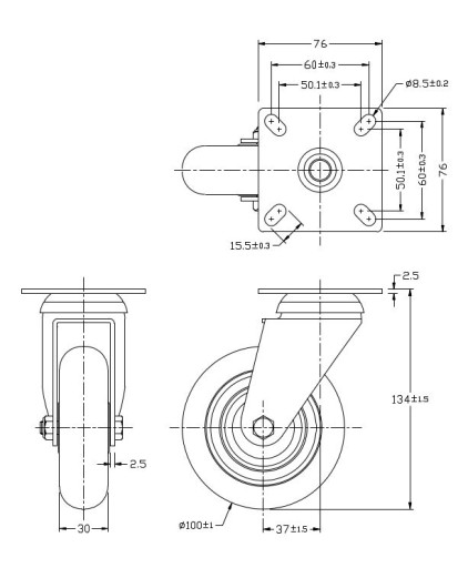 POLYAMIDOVÉ OTOČNÉ KOLESO OTOČNÉ VOLANT 100MM 120KG