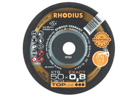 DISKY KOVOVÉ REZNÉ KOTOUČE INOX OCEL 50x0,8x6 RHODIUS GERMANY XT8