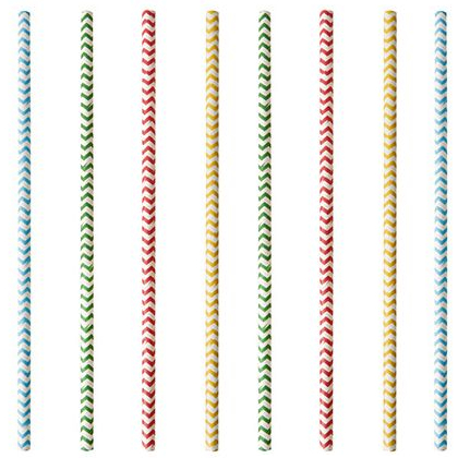 Farebné pruhované papierové slamky, 6mm, 25 ks
