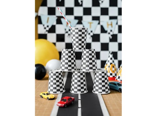 Papierové poháre Šachovnica 220 ml 6 ks Cars Race