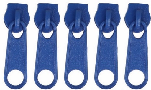 5mm POSUVKY NA Zipsový pásik STROJA POSUV NA Zips MODRÁ - 5 ks