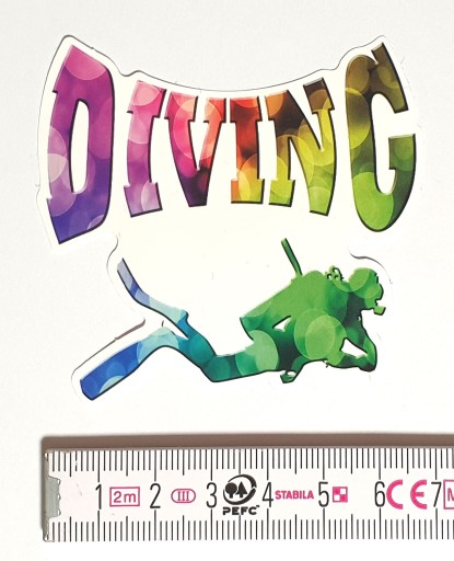 Potápačská nálepka s farebným nápisom diving diver
