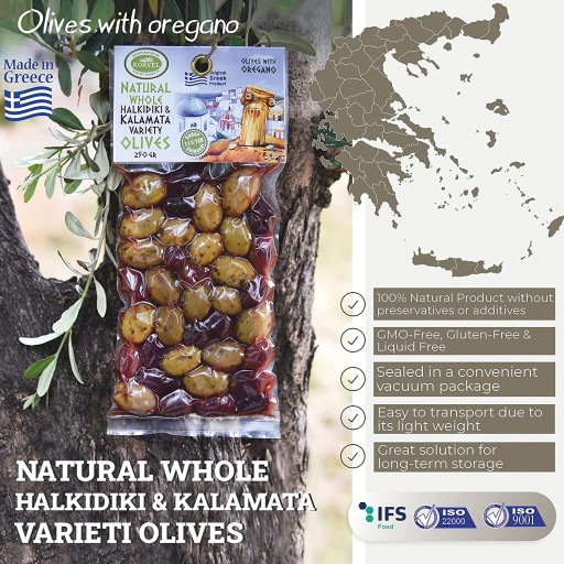 KORVEL Olivy (Kalamata-Halkidiki s oreganom), sada dvoch balení, 500g