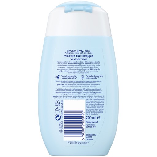 NIVEA BABY HYDRATAČNÉ TELOVÉ MLIEKO PRE DETI NA NOC DO POSTELE