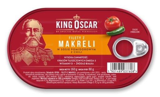 Filety z makrely s chilli 160g King Oscar, konzerva