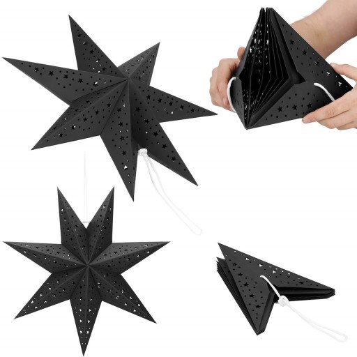 VIANOČNÁ VITRÁŽ VIANOČNÁ PAPIEROVÁ HVIEZDA ČIERNA 3D 50cm