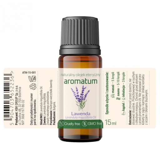 Levanduľový esenciálny olej 15ml Aromatum - 100% prírodná levanduľa