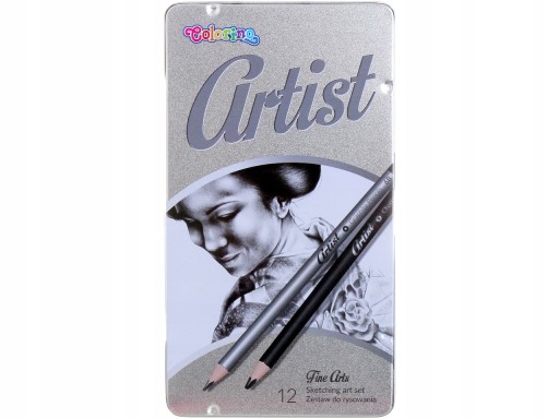 COLORINO Artist Sada ceruzky na kreslenie UHLÍM 12 kusov ceruzka 4H 2H 8B