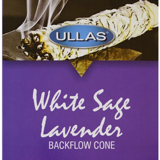 Indické kónické vonné tyčinky ULLAS WHITE SAGE LAVENDER backflow 10 ks