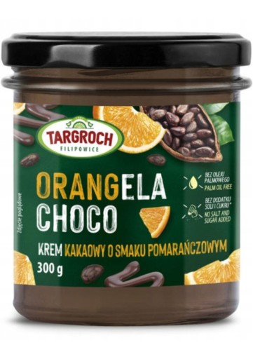 Kakaový krém s pomarančom Orangela Choco bez pridaného cukru 300 g Targroch