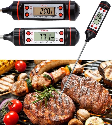 KUCHYŇSKÝ DIGITÁLNY ČEPOVÝ TEPLOMER S POTRAVINOU SONDY NA GRILOVANÉ MÄSO
