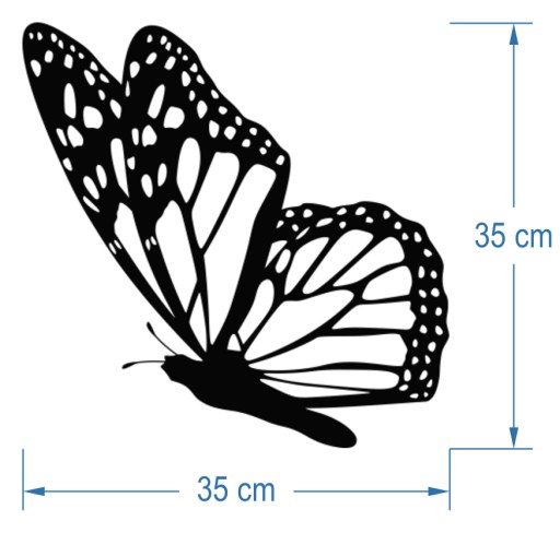 Nálepka na stenu BOTTERFLY, dievčenský motýľ, 35 cm