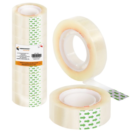 8x TRANSPARENTNÁ KANCELÁRSKA LEPIACA PÁSKA NA BALENIE 18MM 20M 18 / 20 SADA