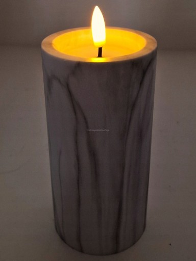 LED SVIEČKA MRAMOROVÝ EFEKT IMITÁCIA PLAMEŇA 9X12,5CM ŠEDÁ