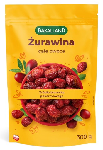 Šťavnaté sušené brusnice celé ovocie Bakalland 300g bez síry PREMIUM