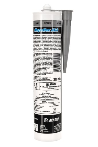 MAPEI MAPEFLEX AC3 akrylový tmel sivý 310ml s hladkým povrchom