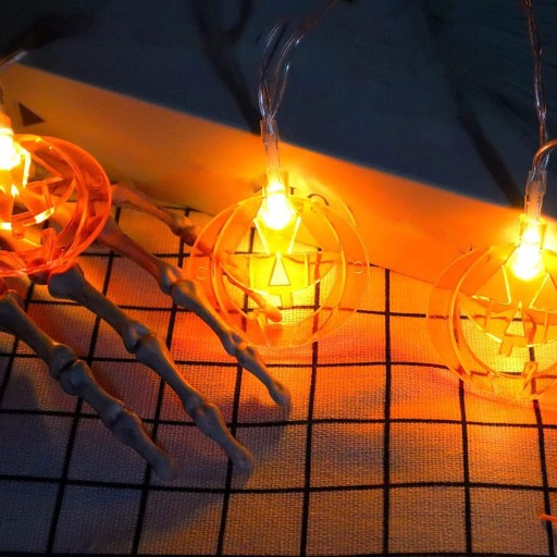 GARLANDOVÉ SVETLÁ ŽIARENÉ TEKVINY 20 LED ZÁVESNÉ DUCHOVNÉ HALLOWEENSKÉ DEKORÁCIE