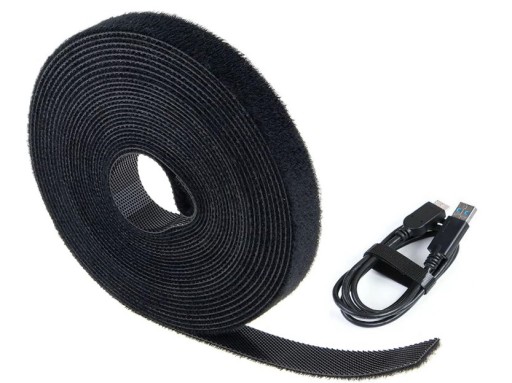 ORGANIZÁTOR NA KÁBLE VELCRO PÁSKA VELCRO PÁSKA 10 MM x 5 METROV ČIERNA