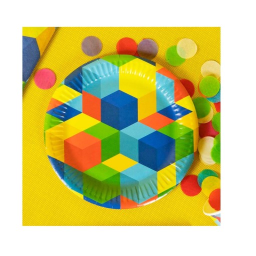 Papierové taniere Bloky - 18 cm - 8 kusov