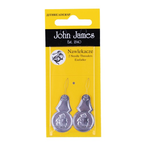 Ručný navliekač ihiel, kovový, klasický John James, 2 ks
