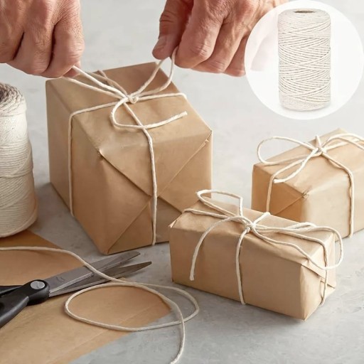 BAVLNA BAVLNA RAD NA REZANÉ MÄSO, BALENIE BIELY MACRAME 45m