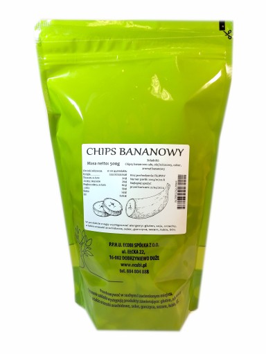 BANANA CHIPS sušené banánové lupienky 500g ECOBI