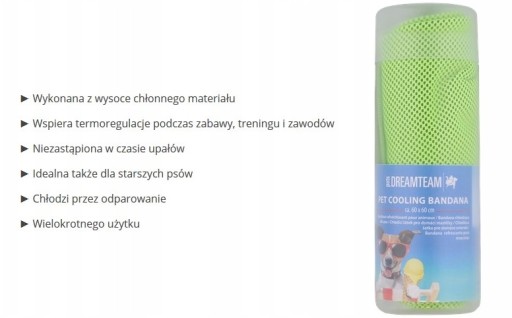 CHLADIACA PODLOŽKA PRE ZVIERATKÁ BANDANA 60 x 60 cm ĽAHKÁ BALOVACIA zelená