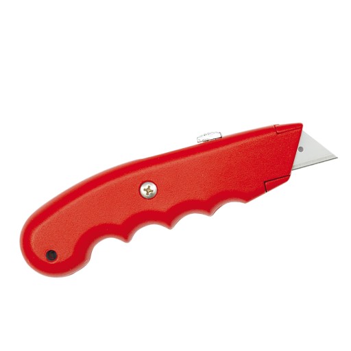 VOREL Kovový zatvárací nôž s lichobežníkovou čepeľou, výsuvný, 61x19mm