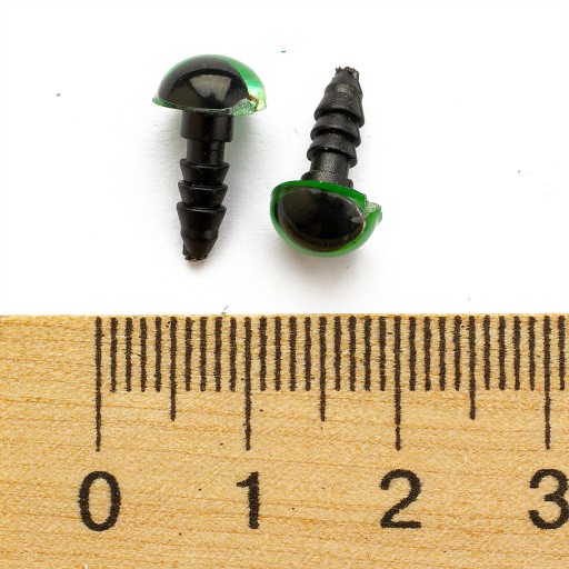 Bezpečnostné oči so závitom a svorkami na hračky Zelený plast 8 mm 20 párov