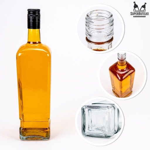 Walker SKLENENÁ FĽAŠA 1000 ml 1L na whisky moonshine víno vodka šťavy likér