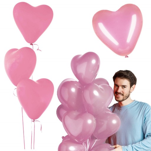 SADA 50 kusov RUŽOVÝCH METALICKÝCH BALÓNOV SRDIEČEK NA SVADBU VALENTÍNSKA VEĽKÁ SVADBA