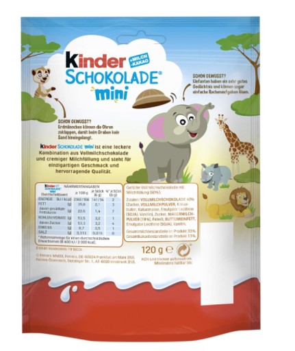 Kinder Čokoláda Mini Čokolády s mliečnou náplňou Tyčinky 120g DE