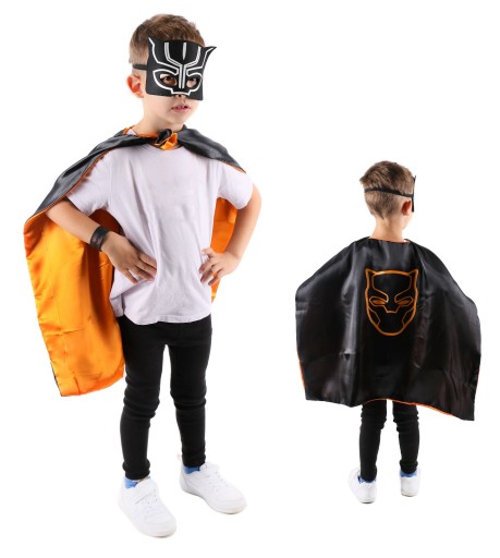 KOSTÝMOVÁ MASKA BLACK PANTHER + CAPED + ČELENKA PRE DETSKÚ VEĽ. UNIVERZÁLNY