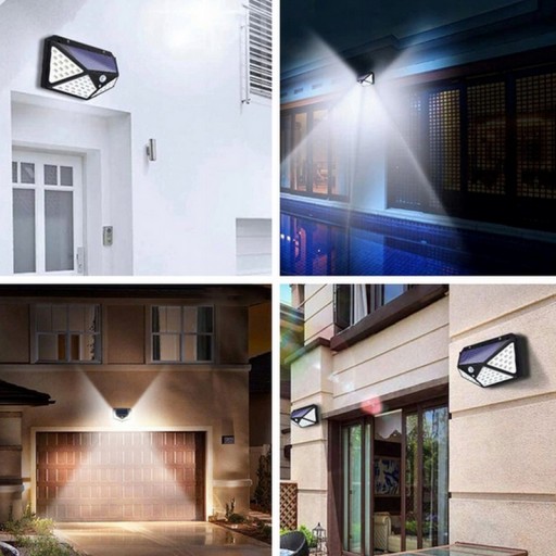 SOLAR LAMPA 100 LED NÁSTENNÁ LAMPA NÁSTENNÁ LAMPA SO SÚMRAKOVÝM SNÍMAČOM POHYBU