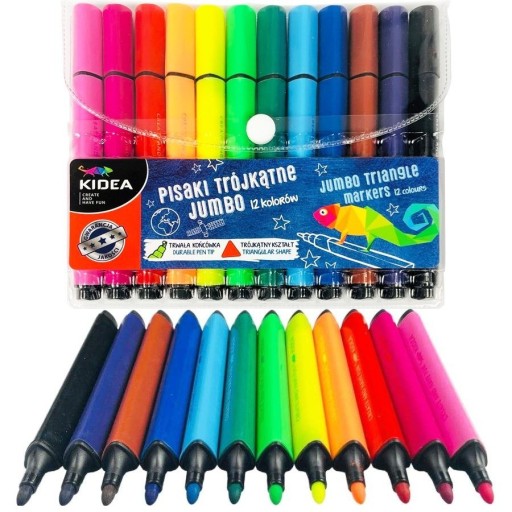 TROJUHOLNÍKOVÉ JUMBO PERÁ 12 FARIEB KIDEA